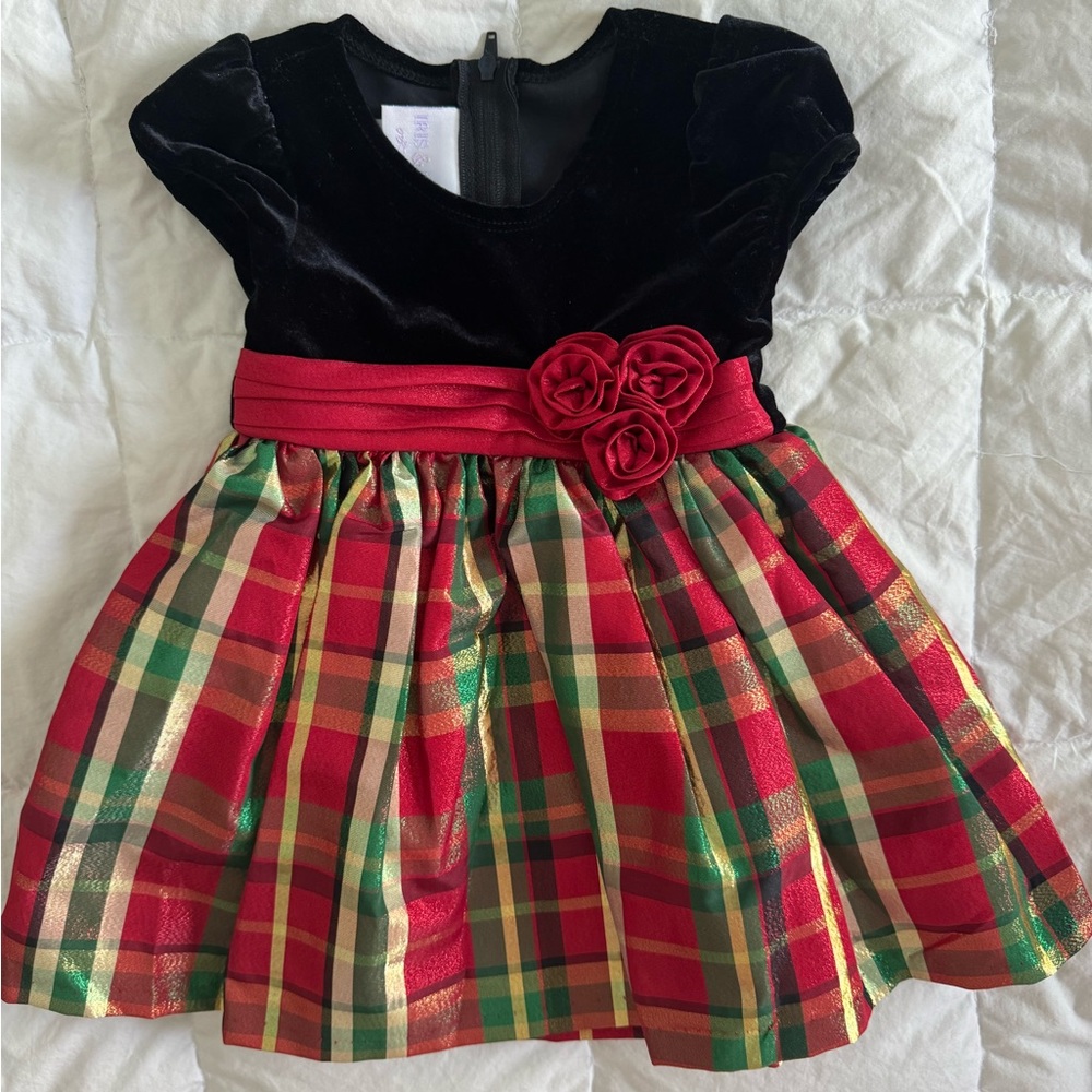 Iris & Ivy Nordstrom Velvet and Plaid Short-sleeve‎ Dress